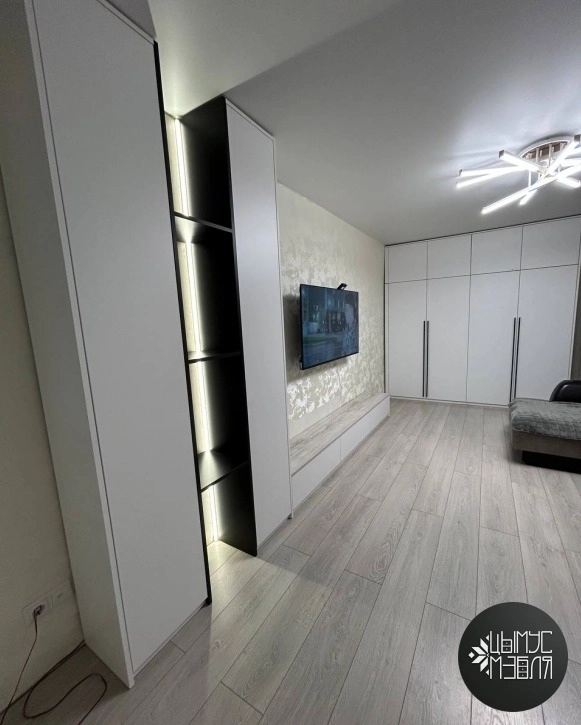 Комплексное решение для интерьера: ТВ-зона и шкаф в едином стиле